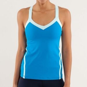 Lululemon Run Mile A Minute Blue Criss Cross Racerback Luxtreme Tank Top